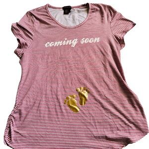 Maternity Shirt – "Coming Soon" with Baby Footprints – Size XL